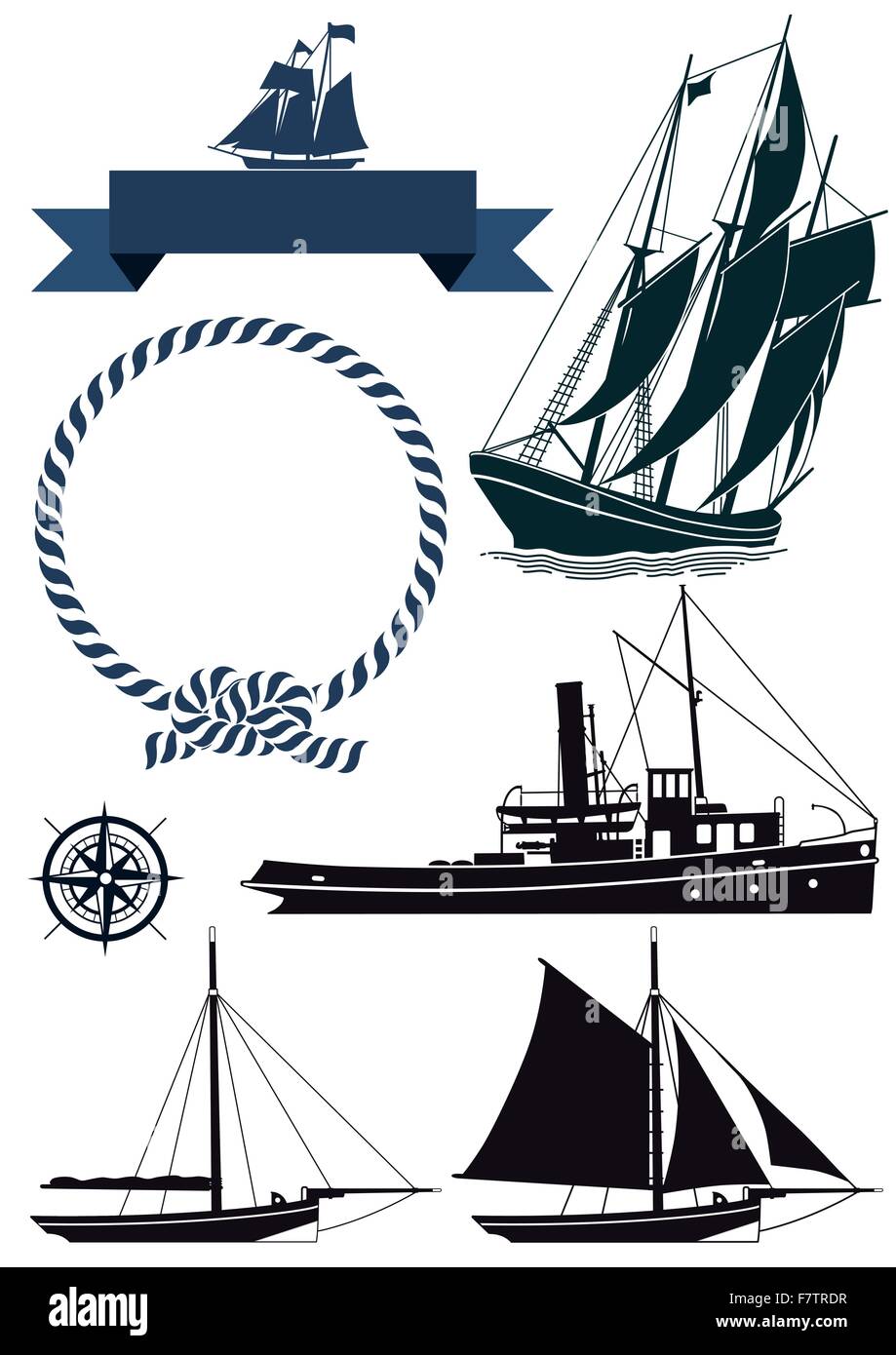 sailing ship and banners Stock Vector