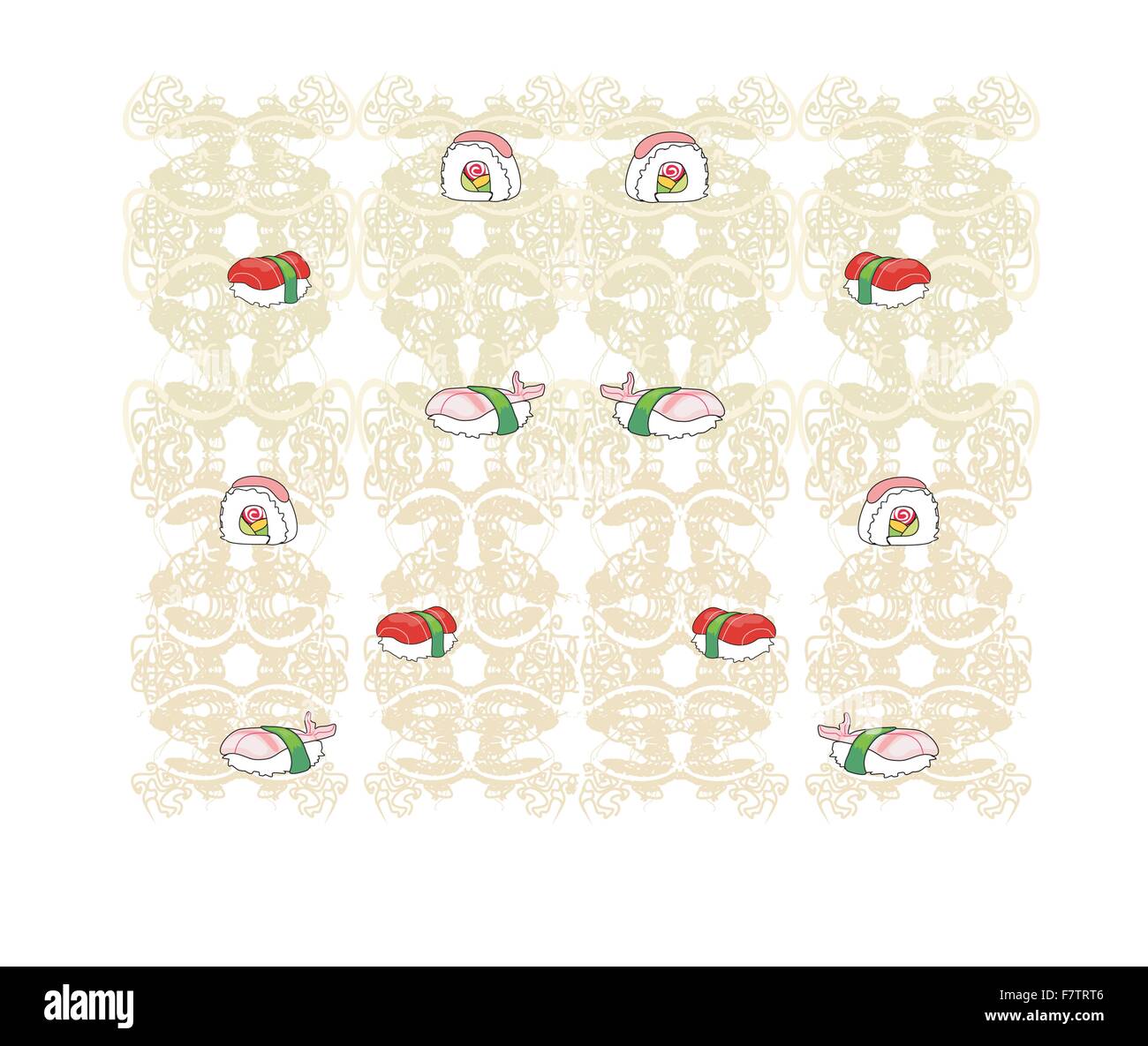 vector pattern with sushi Stock Vector Image & Art - Alamy