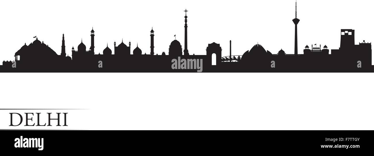 Delhi city skyline silhouette background Stock Vector