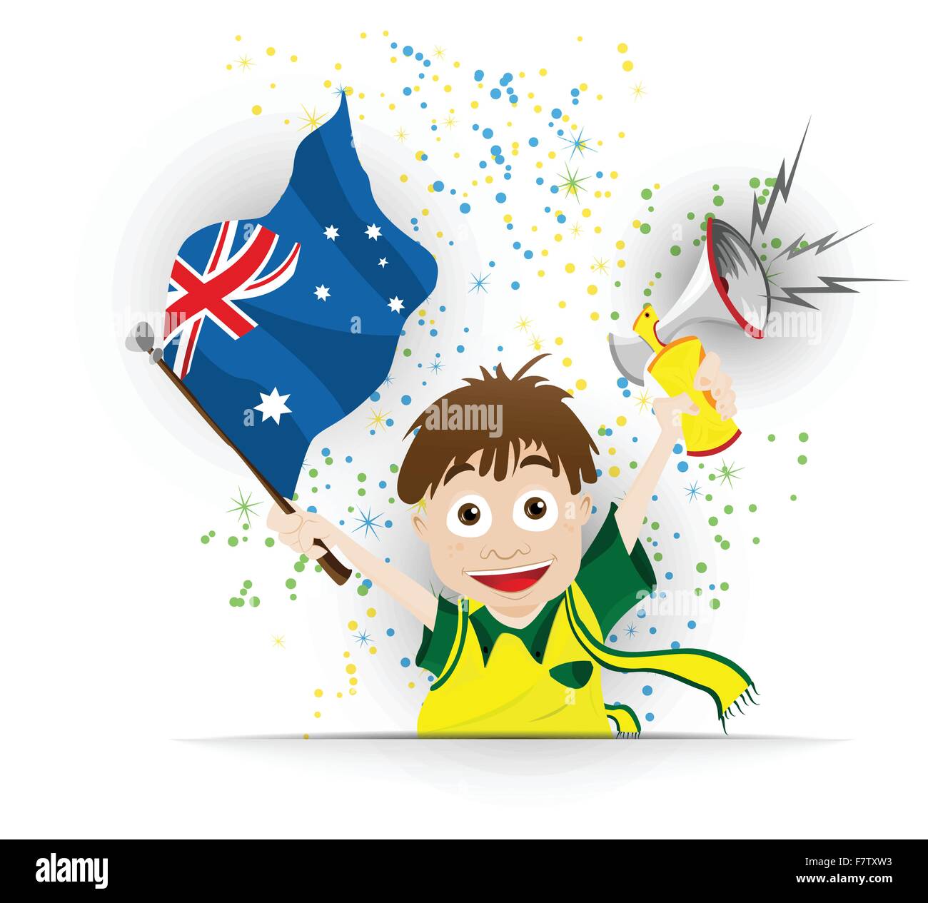 Australia Soccer Fan Flag Cartoon Stock Vector