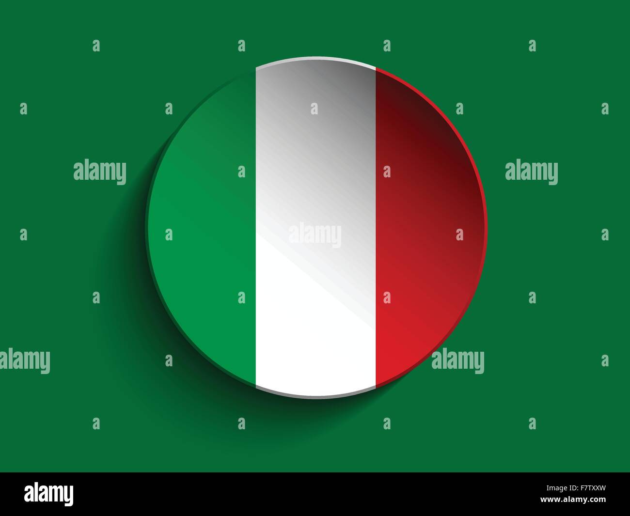 Flag Paper Circle Shadow Button Italy Stock Vector