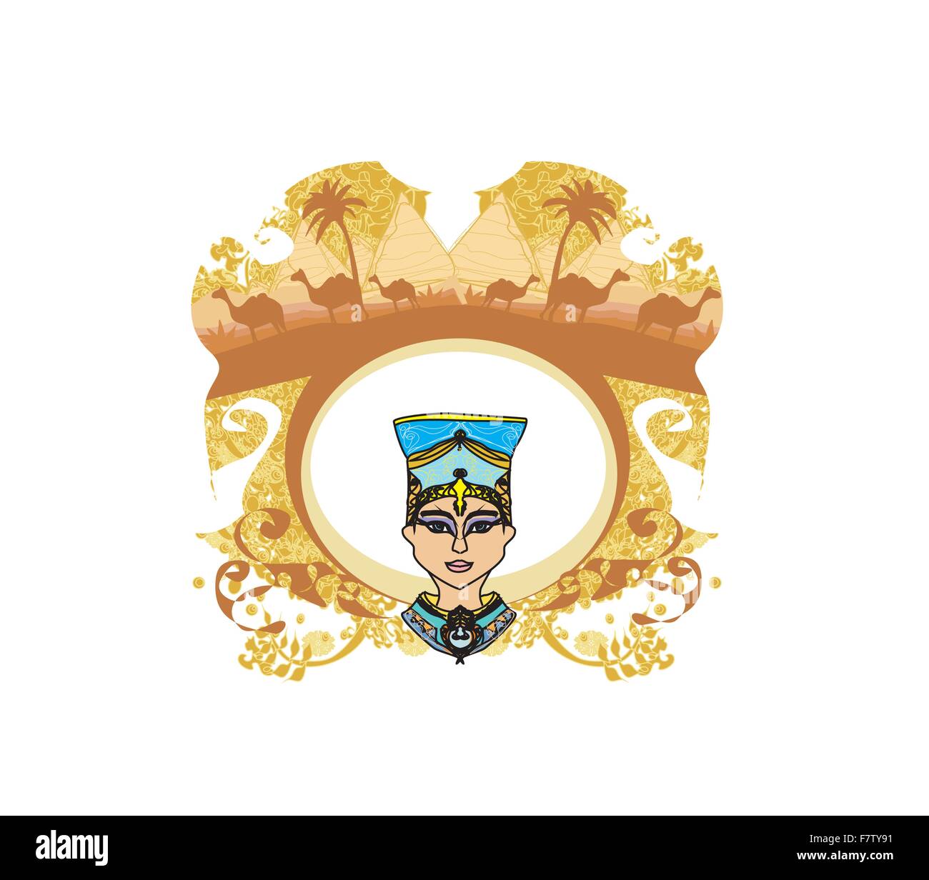 vintage frame with Egyptian queen Stock Vector