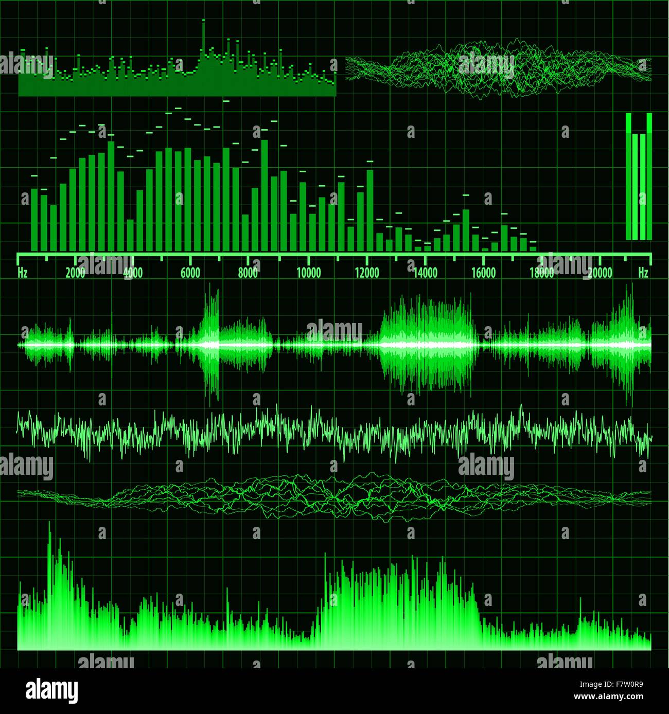 Sound waves set. Music background. EPS 8 Stock Vector