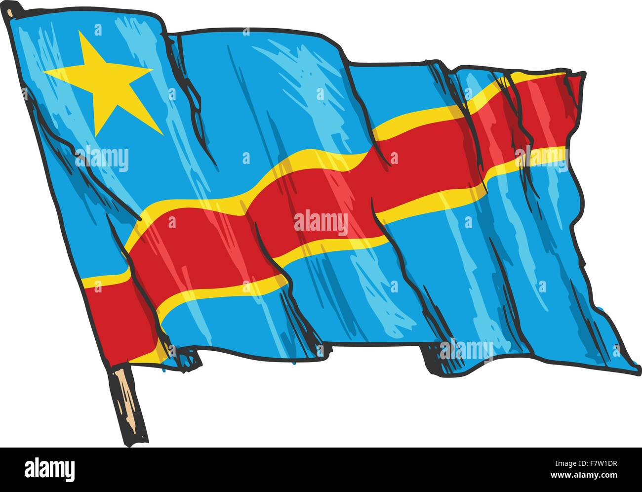 flag of Democratic Republic of the Congo Stock Vector