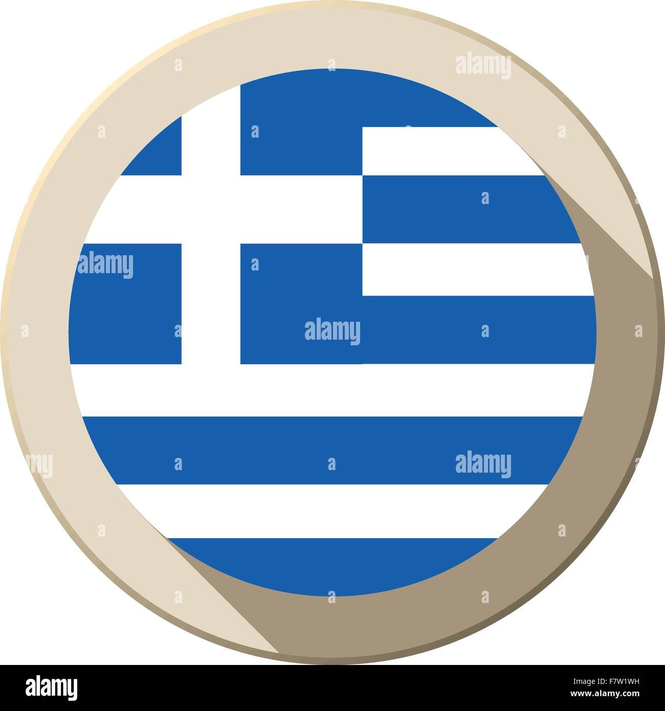 Greece Flag Button Icon Modern Stock Vector