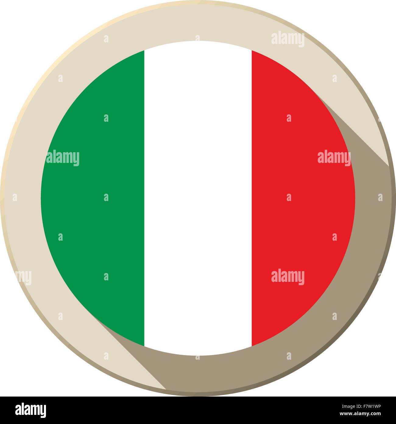 Italy Flag Button Icon Modern Stock Vector