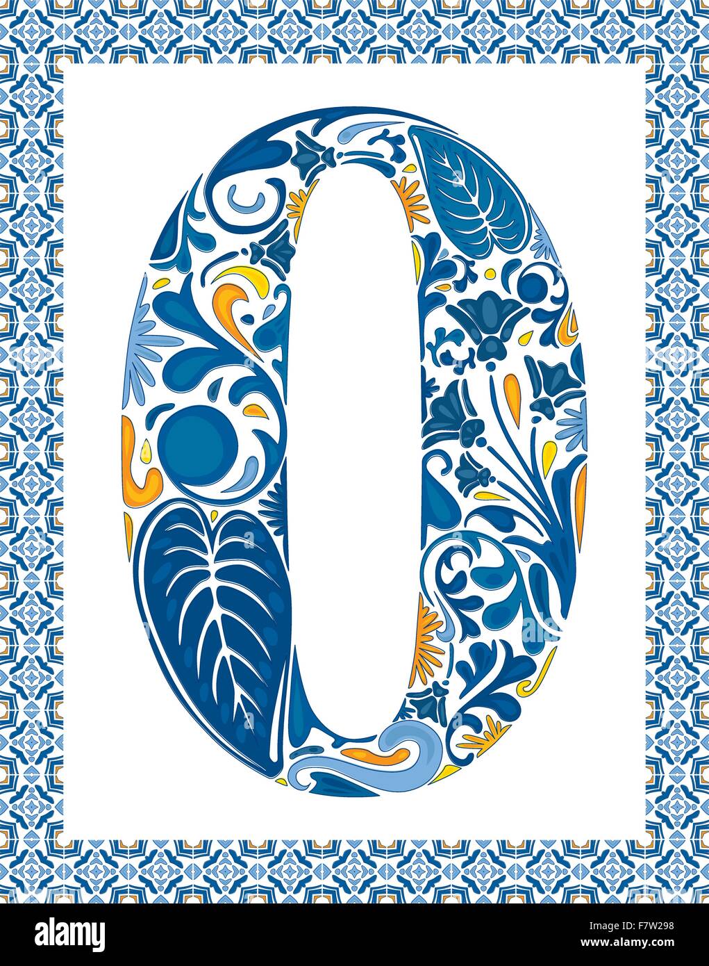 Blue number 0 Stock Vector