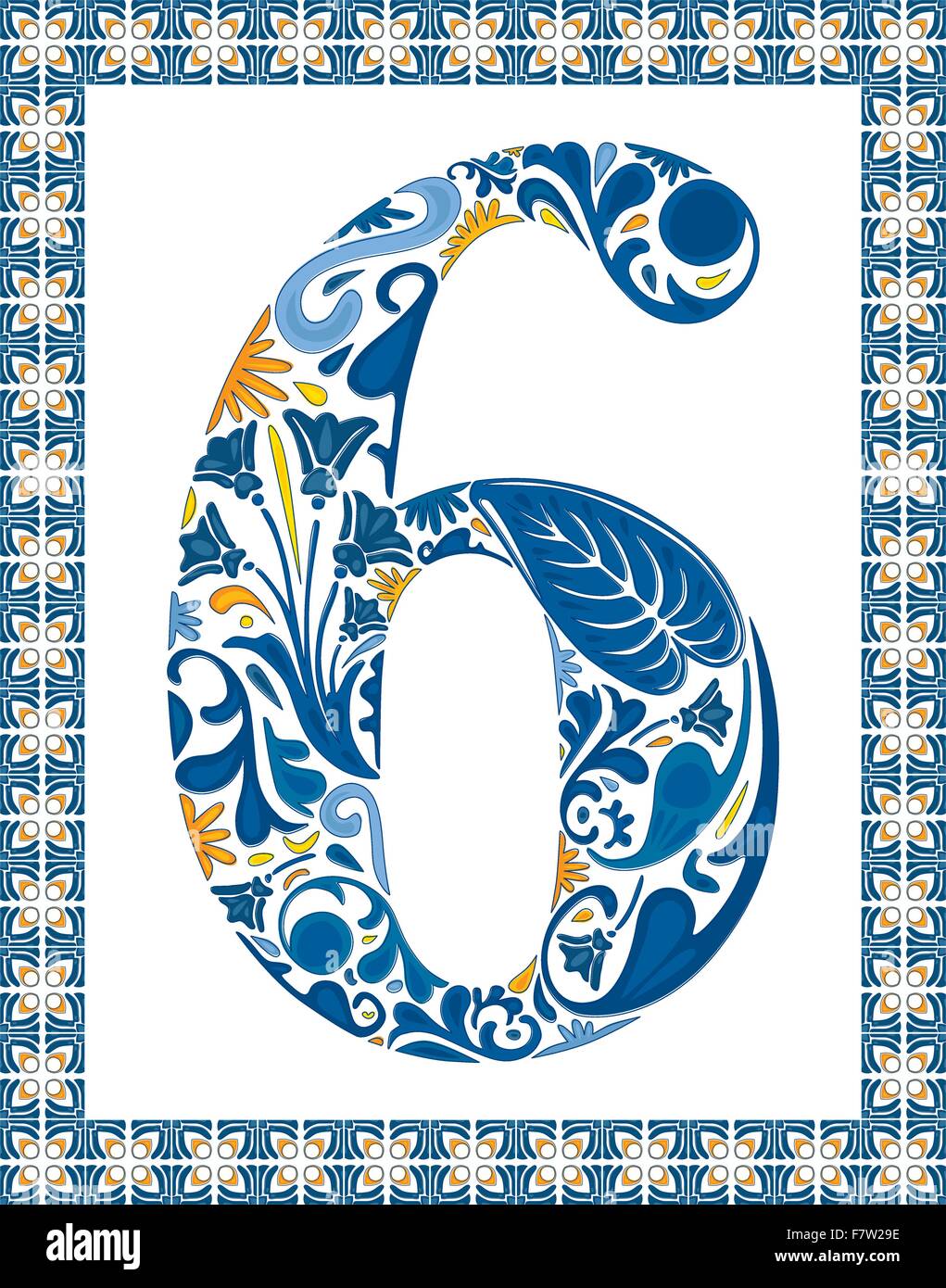 Blue number 6 Stock Vector Image & Art - Alamy