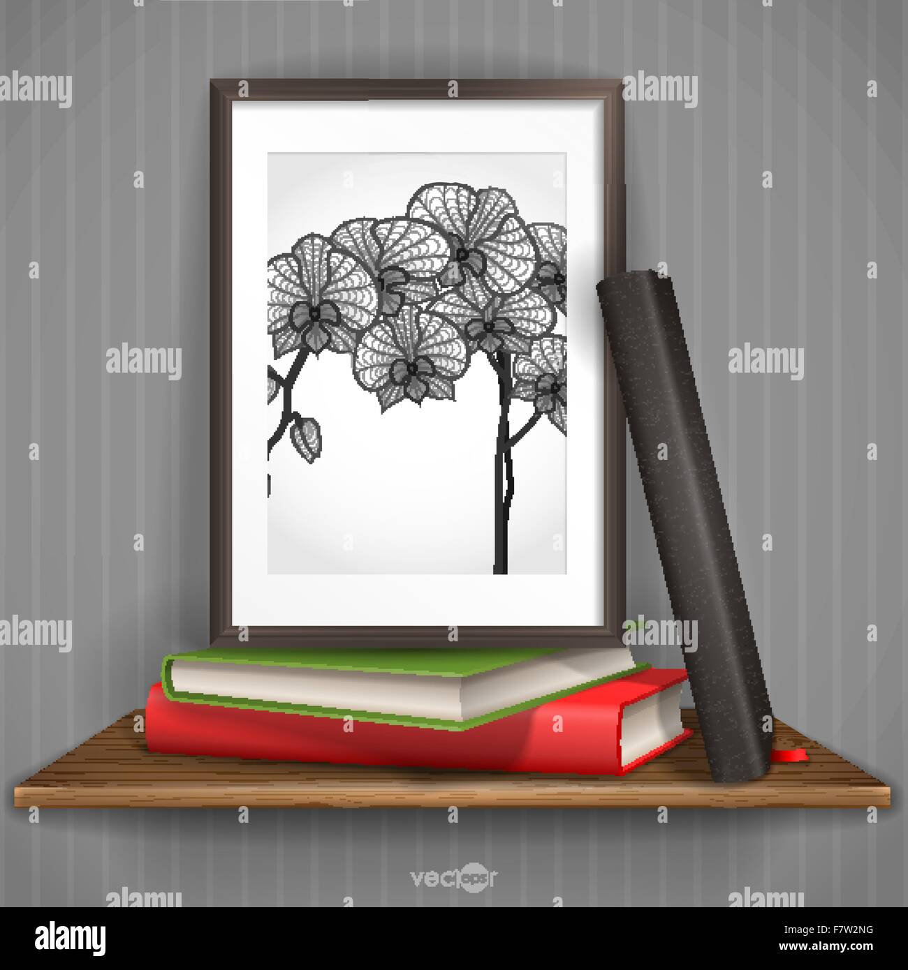 Wood Shelf With Photo Frame Stock Vector Image & Art Alamy