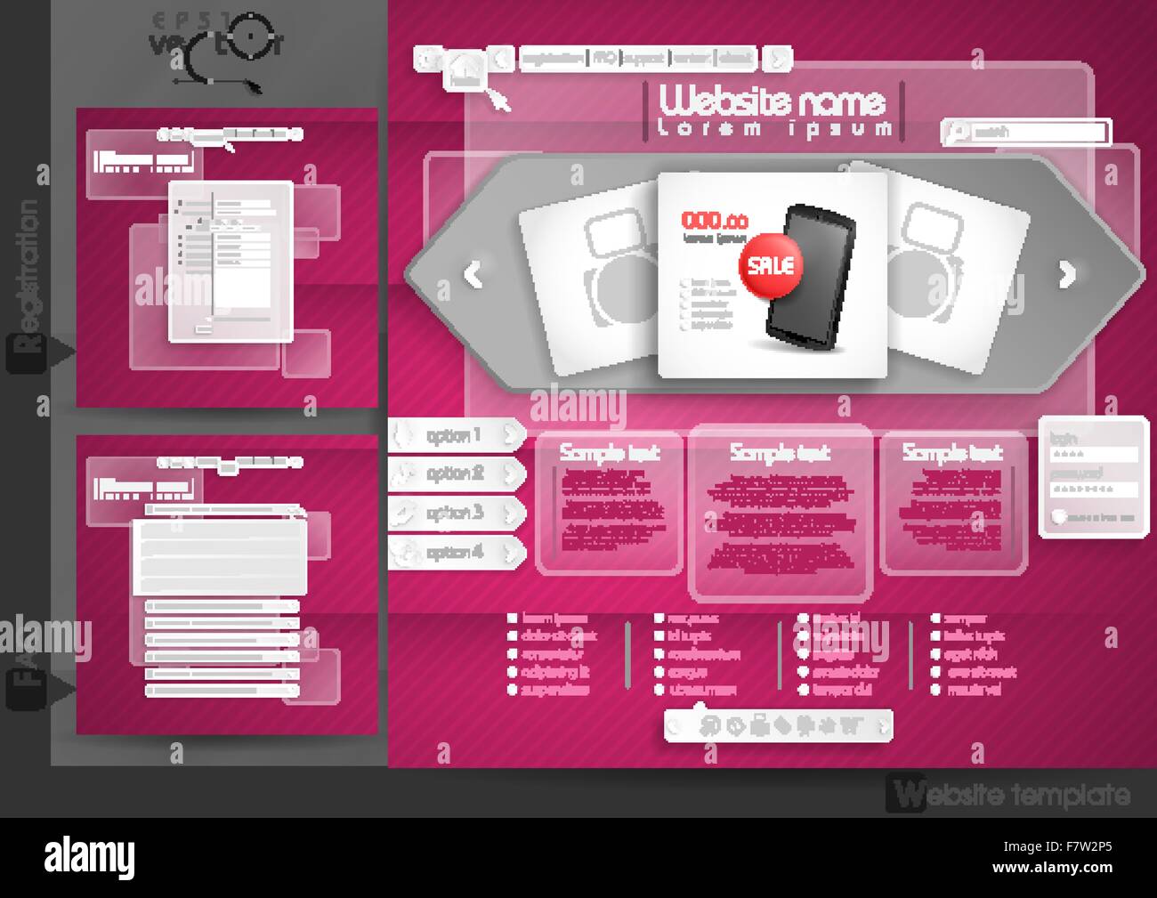 Website Design Template Menu Elements Stock Vector Image & Art - Alamy
