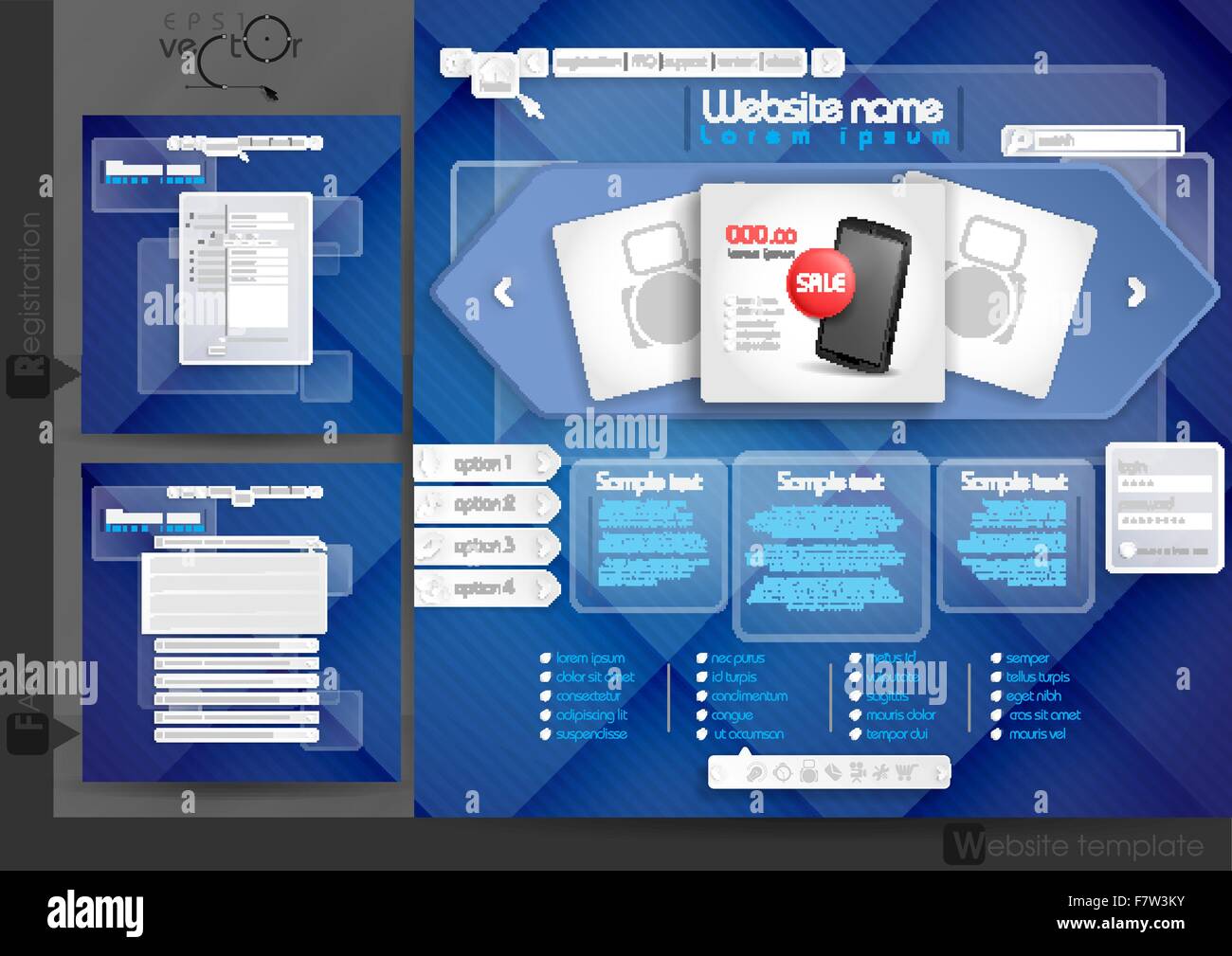 Website Design Template Menu Elements Stock Vector Image & Art - Alamy