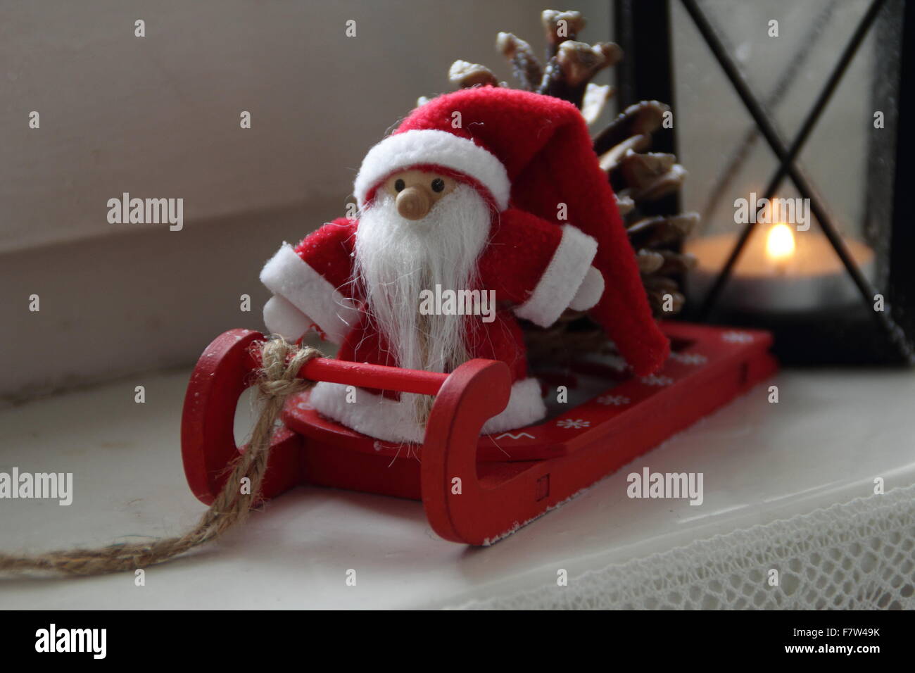 Santa Claus in the window Stock Photo