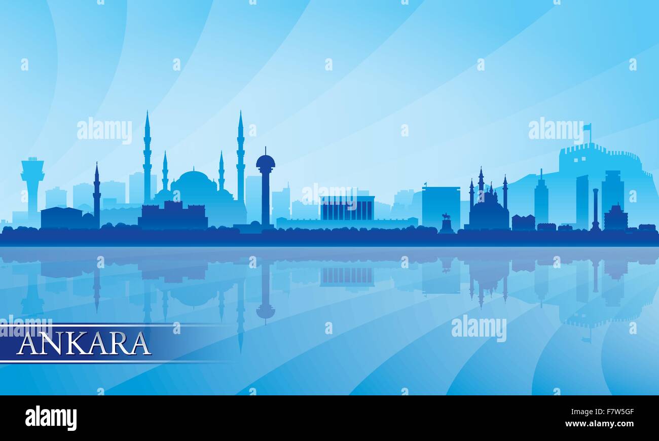 Ankara city skyline silhouette background Stock Vector