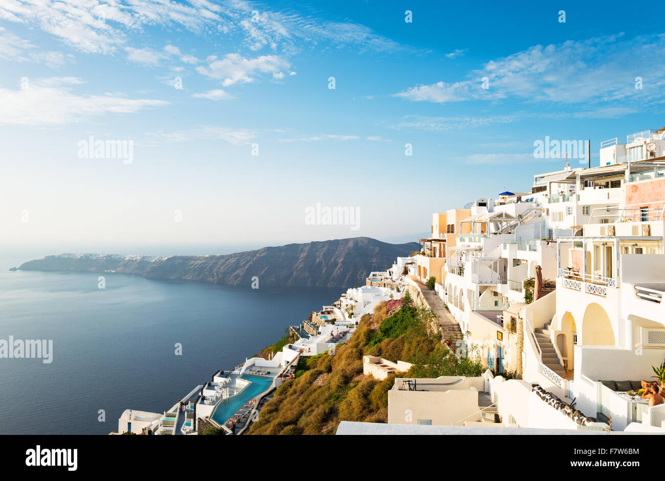 Greece, Santorini island, Imerovigli, panorama of the village on the caldera pathway Stock Photo