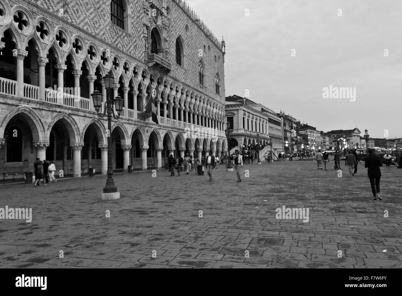 Venice, Italy, Jun4 4 2014: Doge's Palace, in the famous central St.Mark square, Architectural detail Stock Photo
