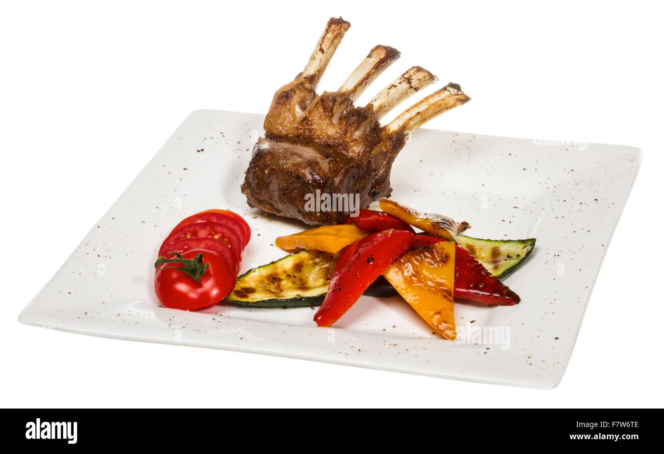 Gourmet Main Entree Course Grilled Lamb steak Stock Photo - Alamy