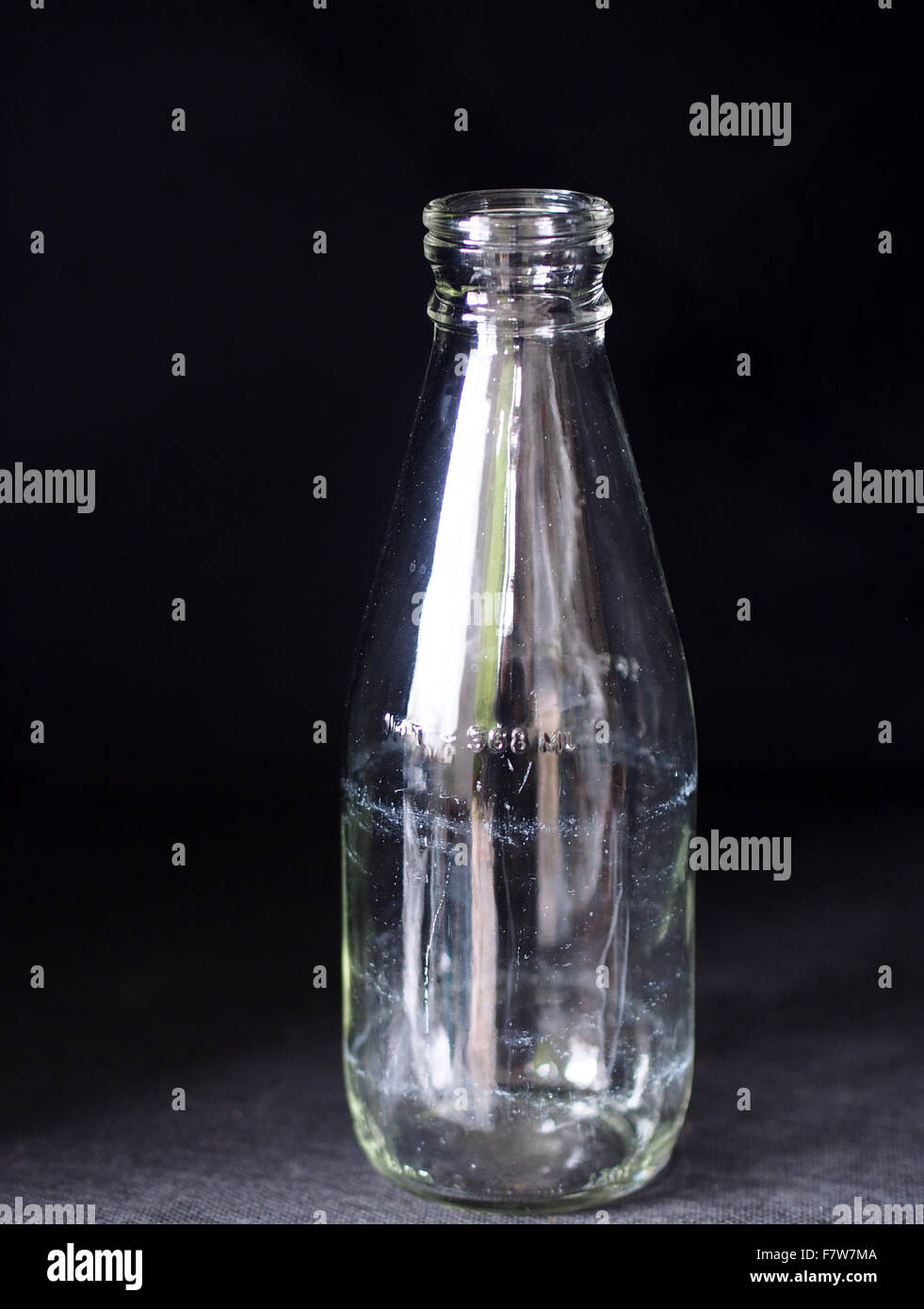 MILK BOTTLE glass milk bottle empty Stock Photo Alamy