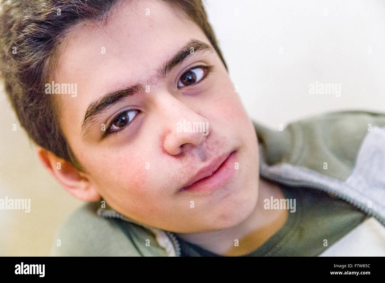 Teenager boy face close up hi-res stock photography and images - Alamy
