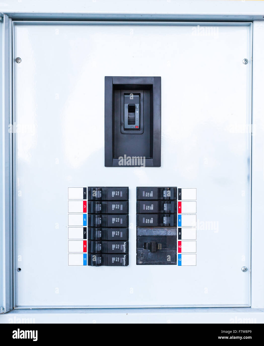 Electrical panel at a assembly line factory. Controls and switches Stock Photo Alamy