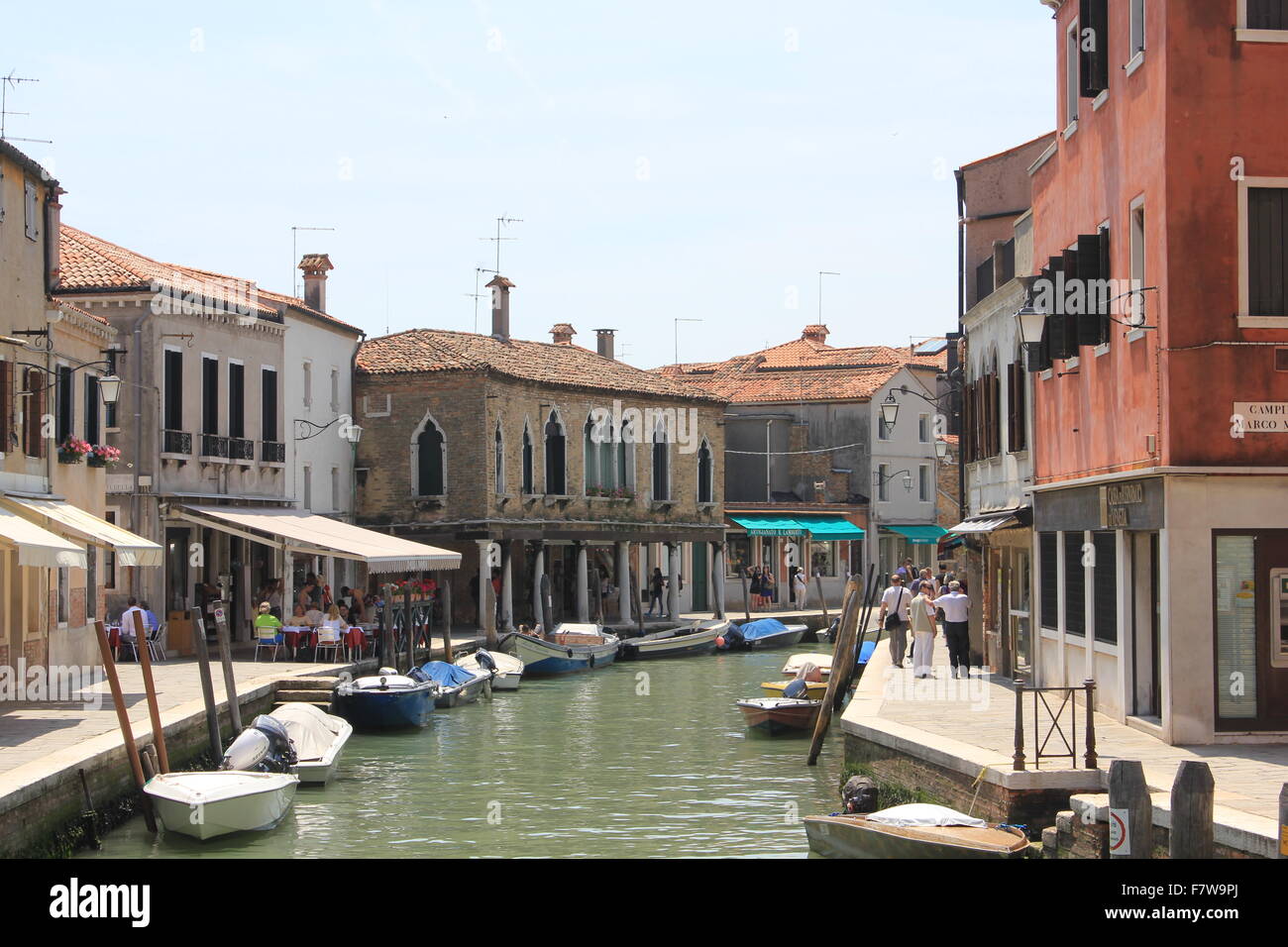 Murano, Italy, June 6 2014: Tyical view of the little island of Murano, near Venice, famous for its colored house and canals Stock Photo