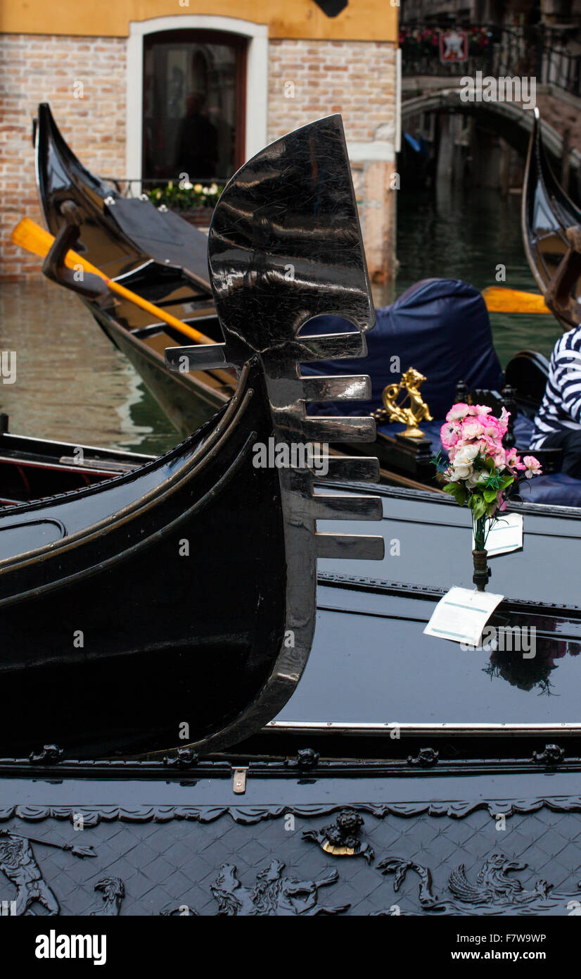 View of typical gondola in Venice lagoon Stock Photo - Alamy