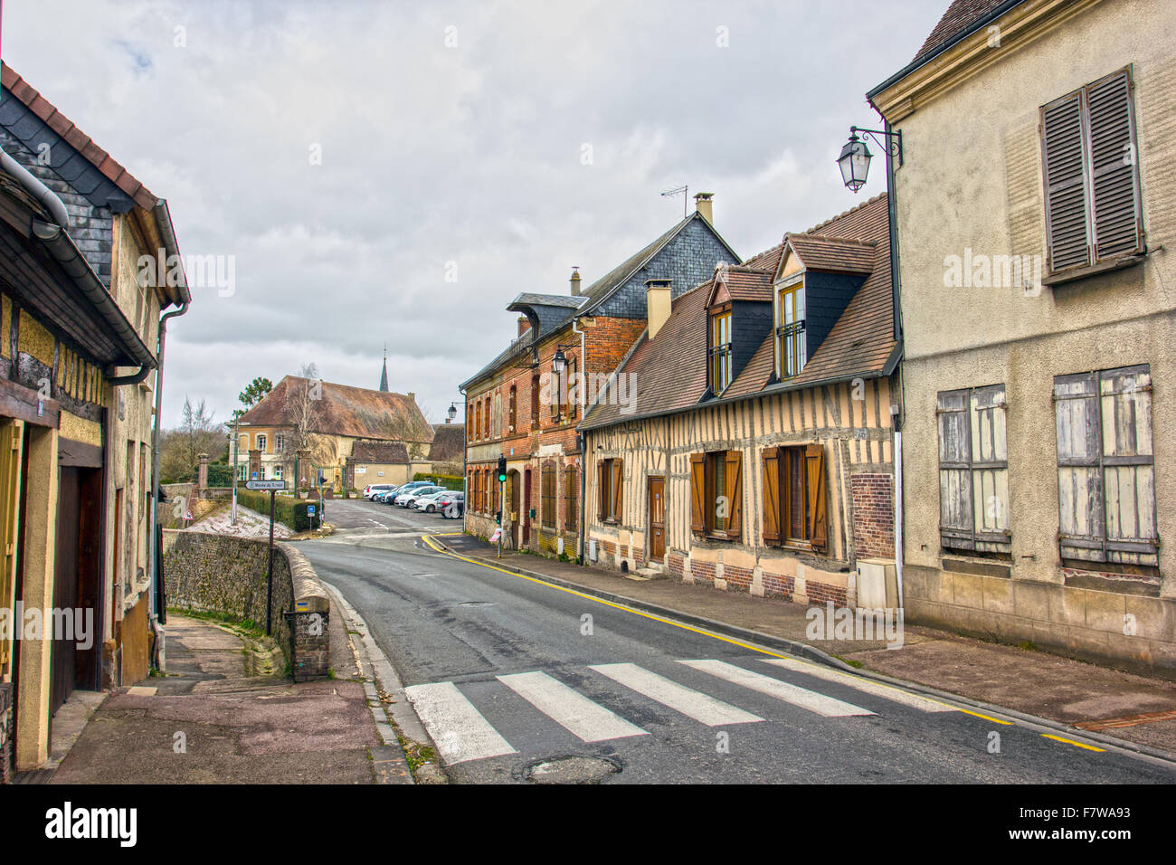 house and street in Conches Stock Photo Alamy