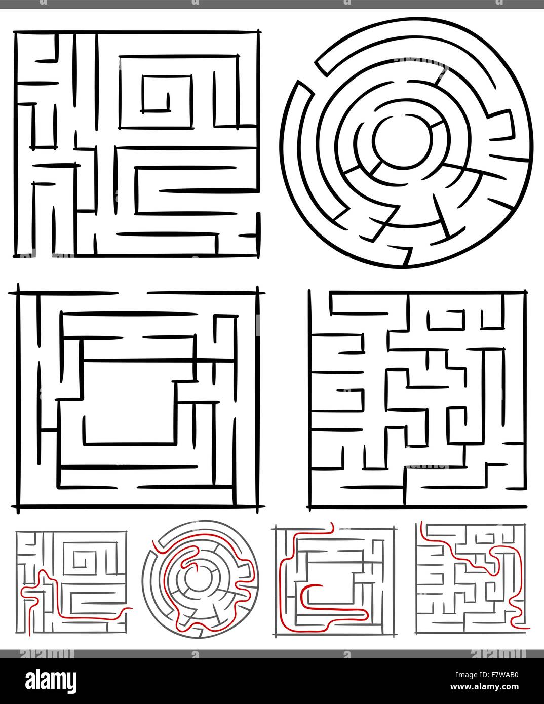 mazes or labyrinths diagrams set Stock Vector Image & Art Alamy
