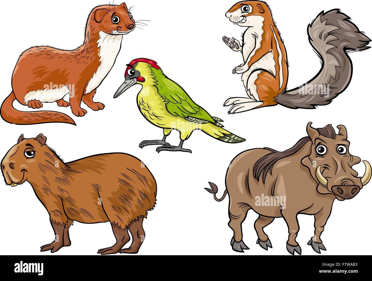 wild animals set cartoon illustration Stock Vector