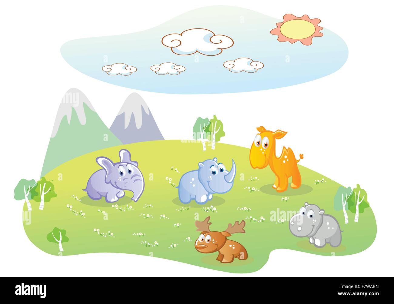 baby animal with a beautiful background scenery Stock Vector