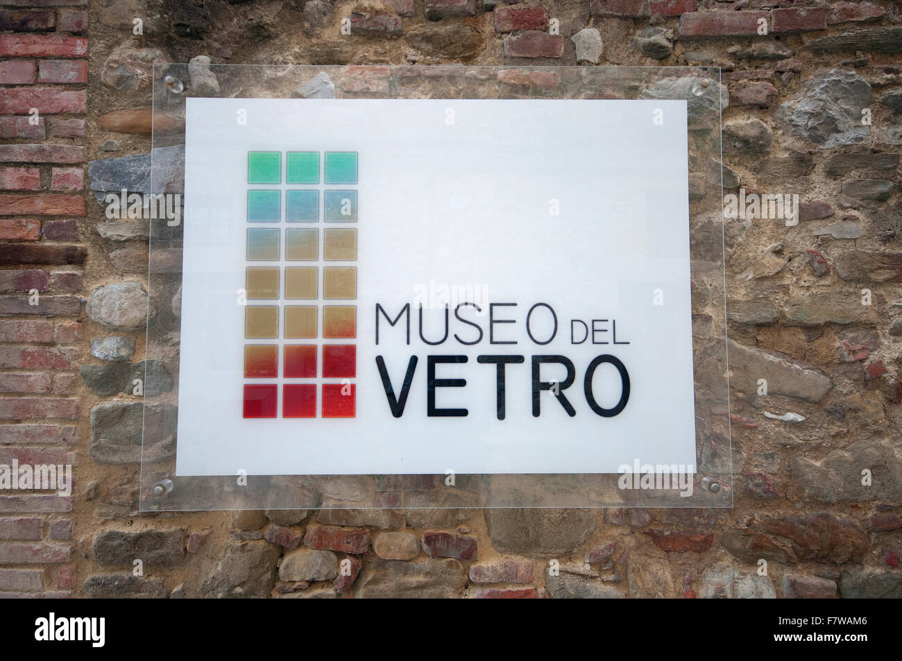 Sign of Glass Museum in Piegaro, Umbria, Italy Stock Photo