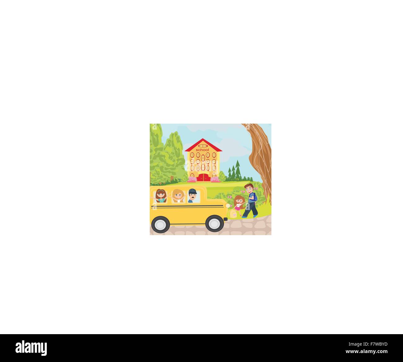 happy kids go to school Stock Vector Image & Art - Alamy