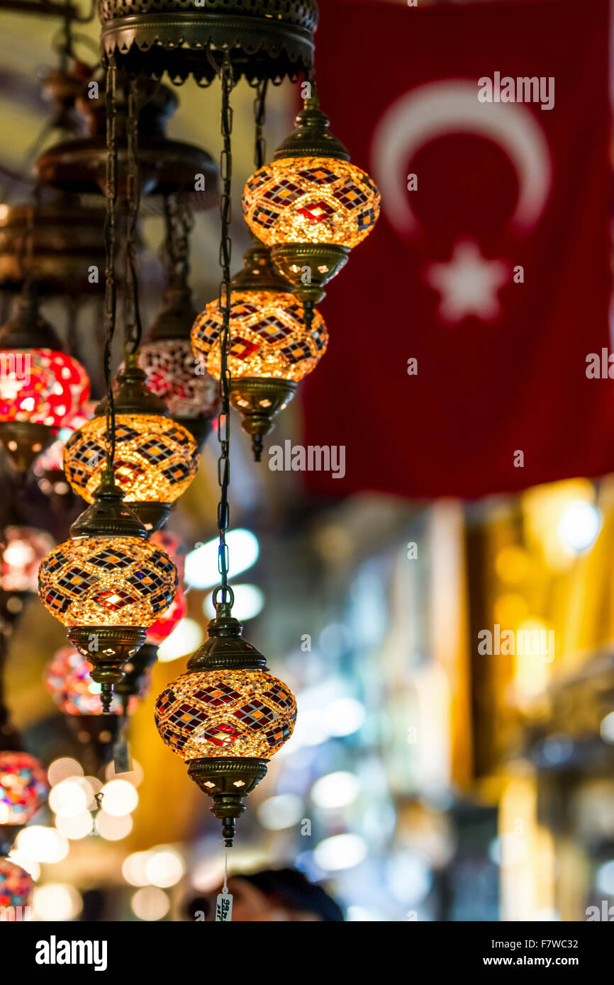 Hanging Lantern in the Grand Bazaar, Istanbul, Turkey Stock Photo