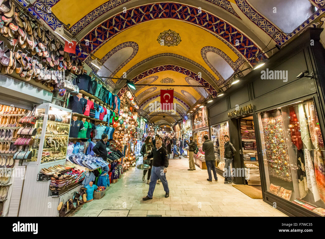 Shops Lined up in the Grand Bazaar, Istanbul, Turkey Stock Photo