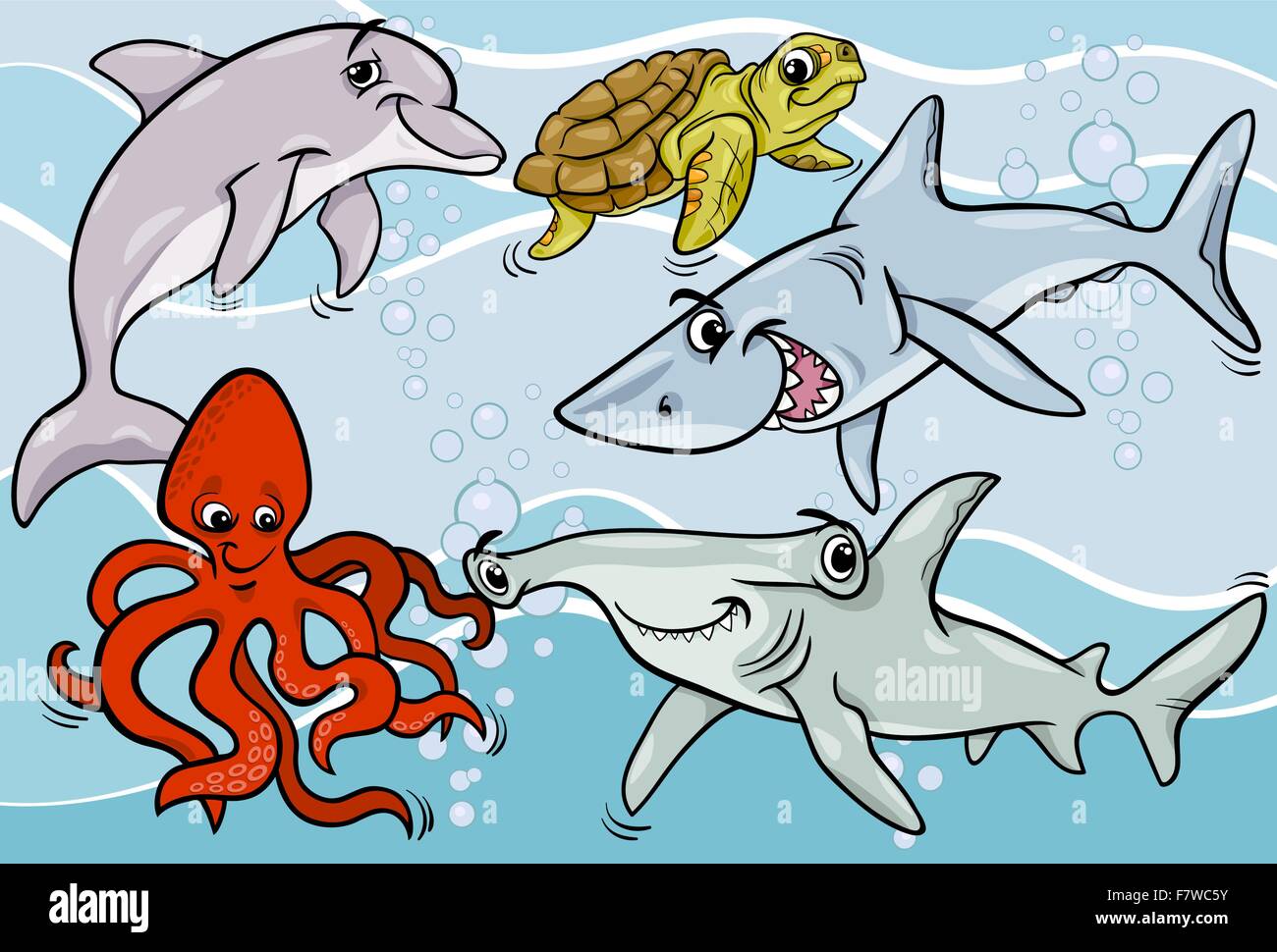sea life animals and fish cartoon Stock Vector Image & Art - Alamy