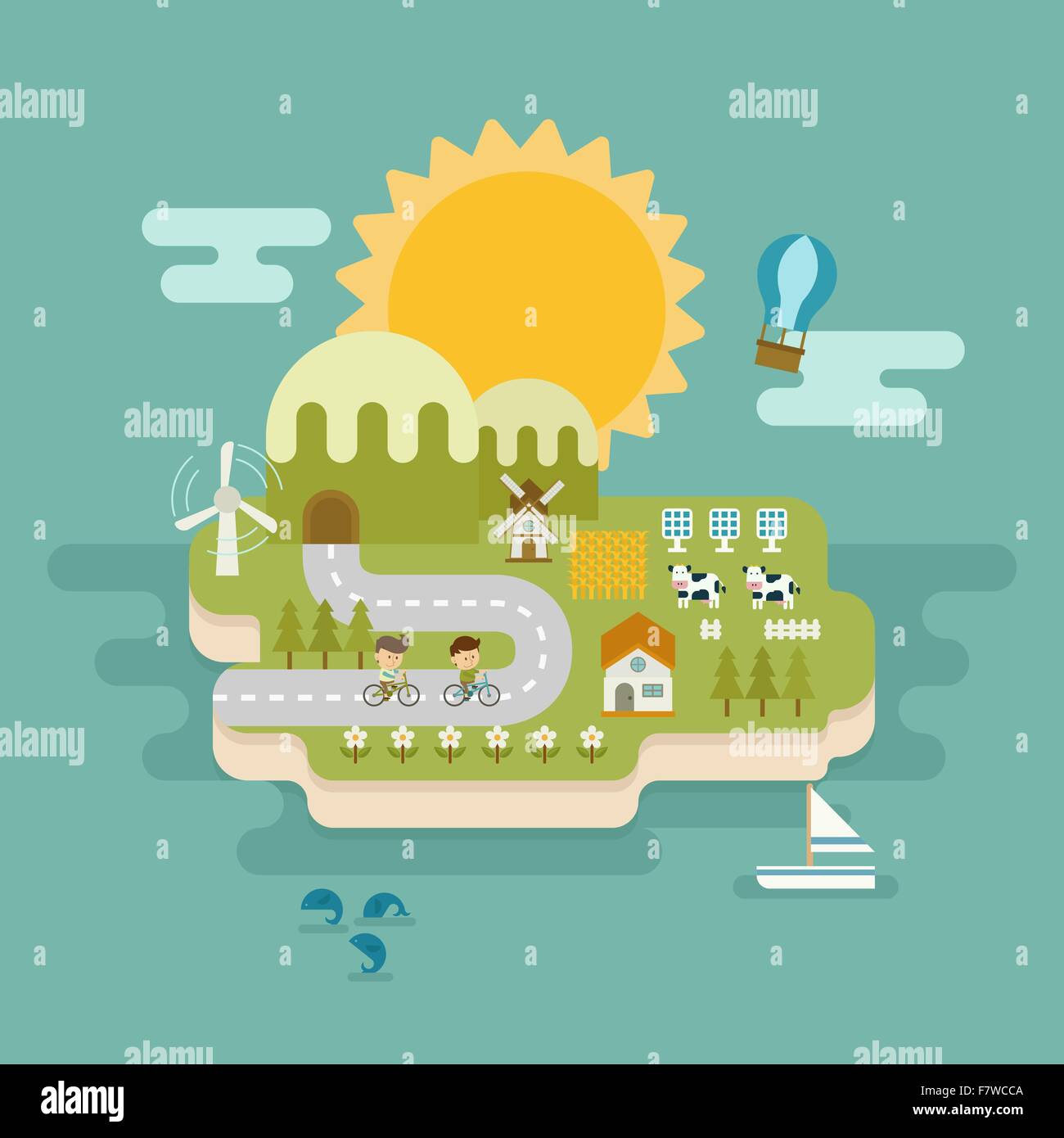 Green world ecological farm Stock Vector Images - Alamy