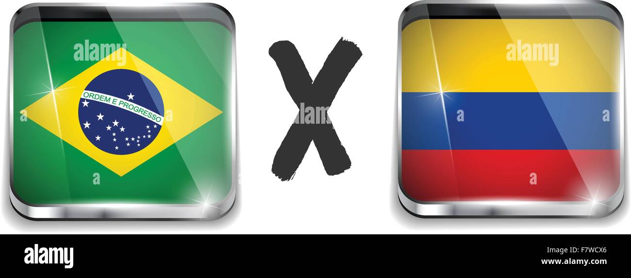 Brazil Versus Colombia Flag Soccer Game Stock Vector Image Art Alamy