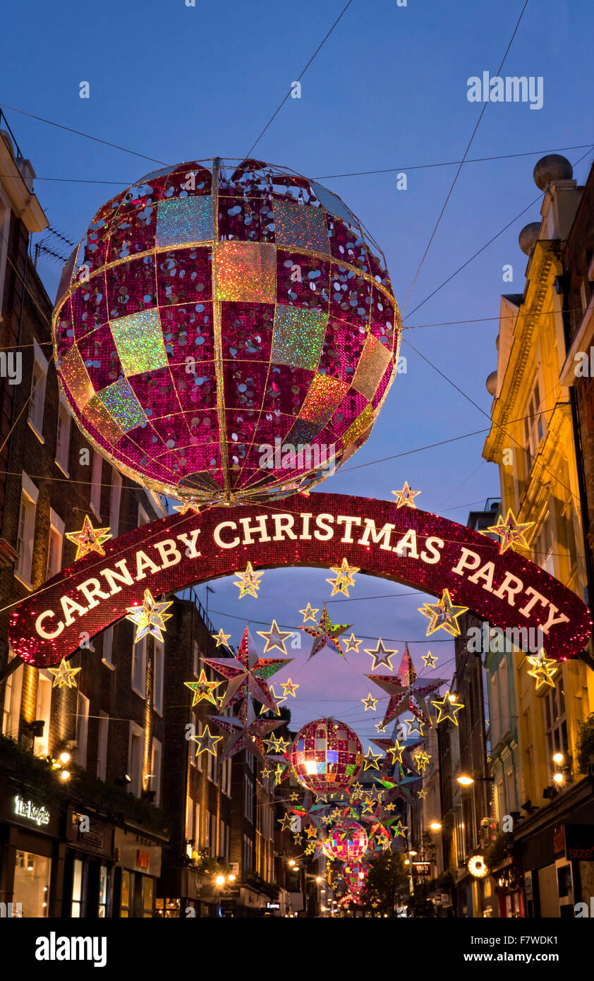 Carnaby Street Christmas Lights 2015.Westminster London UK Stock Photo