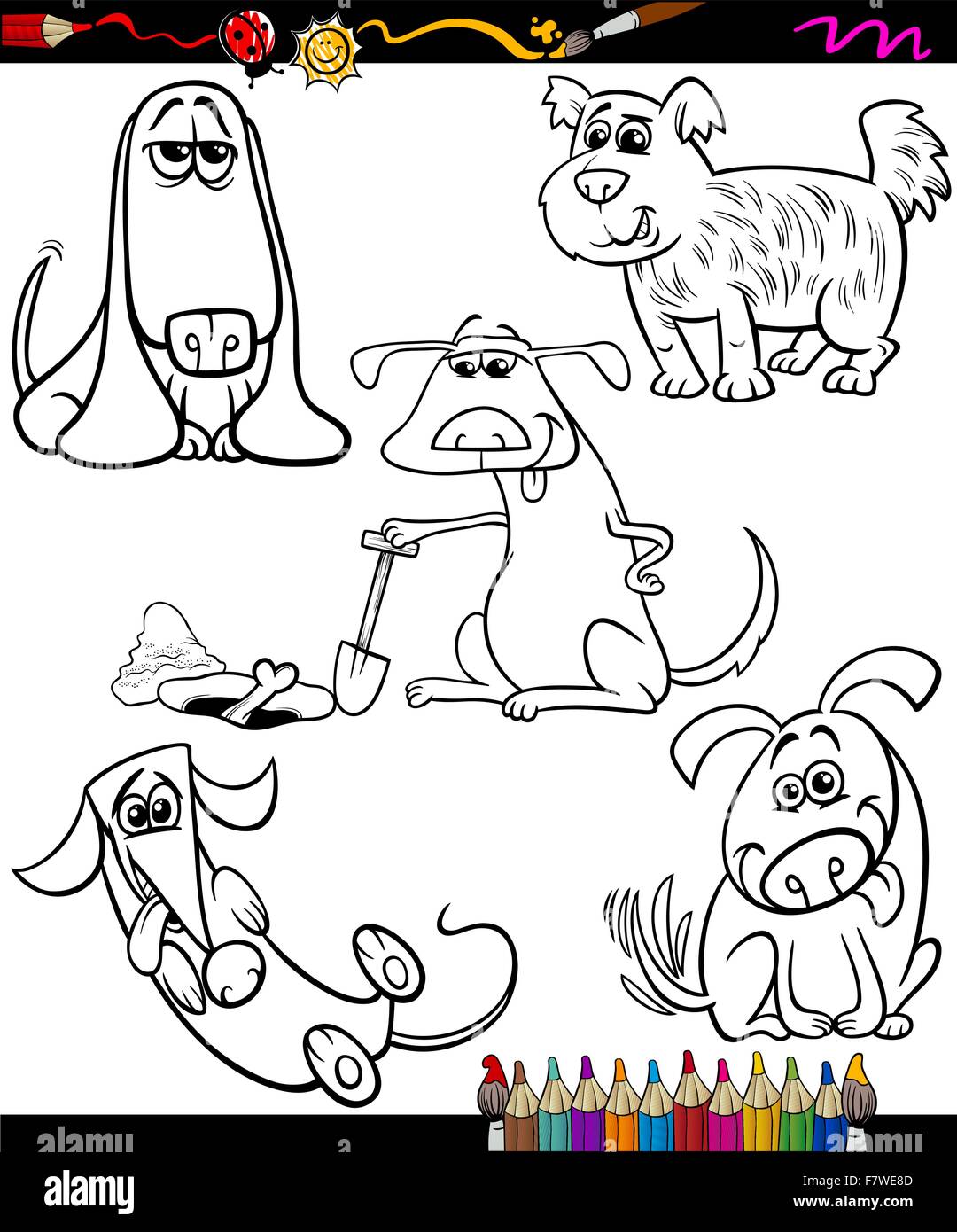 dogs set cartoon coloring book Stock Vector Image & Art - Alamy