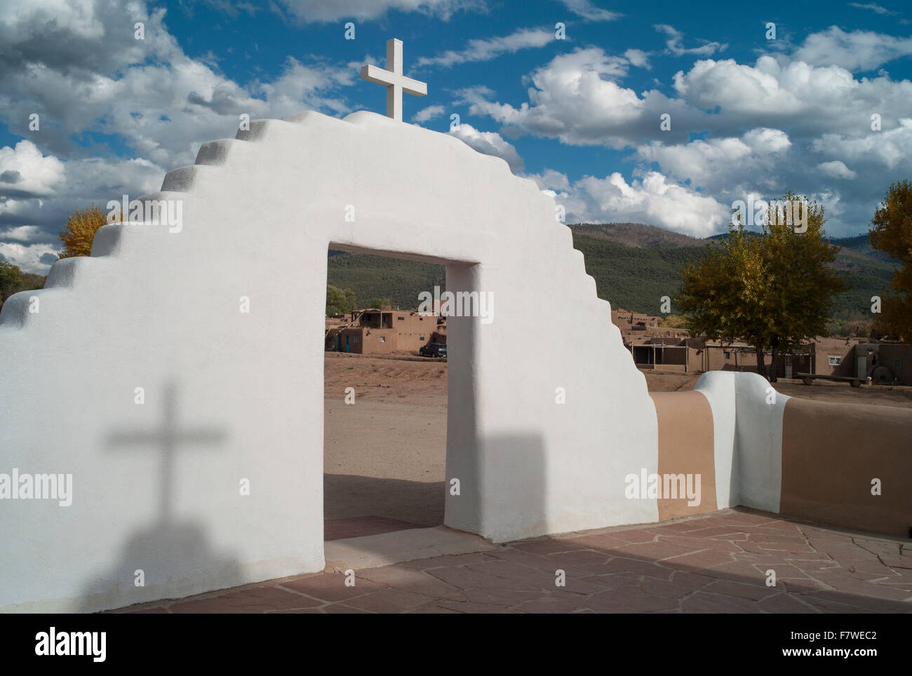 United States, New Mexico, Taos Pueblo, Catholic church gate, Saint
