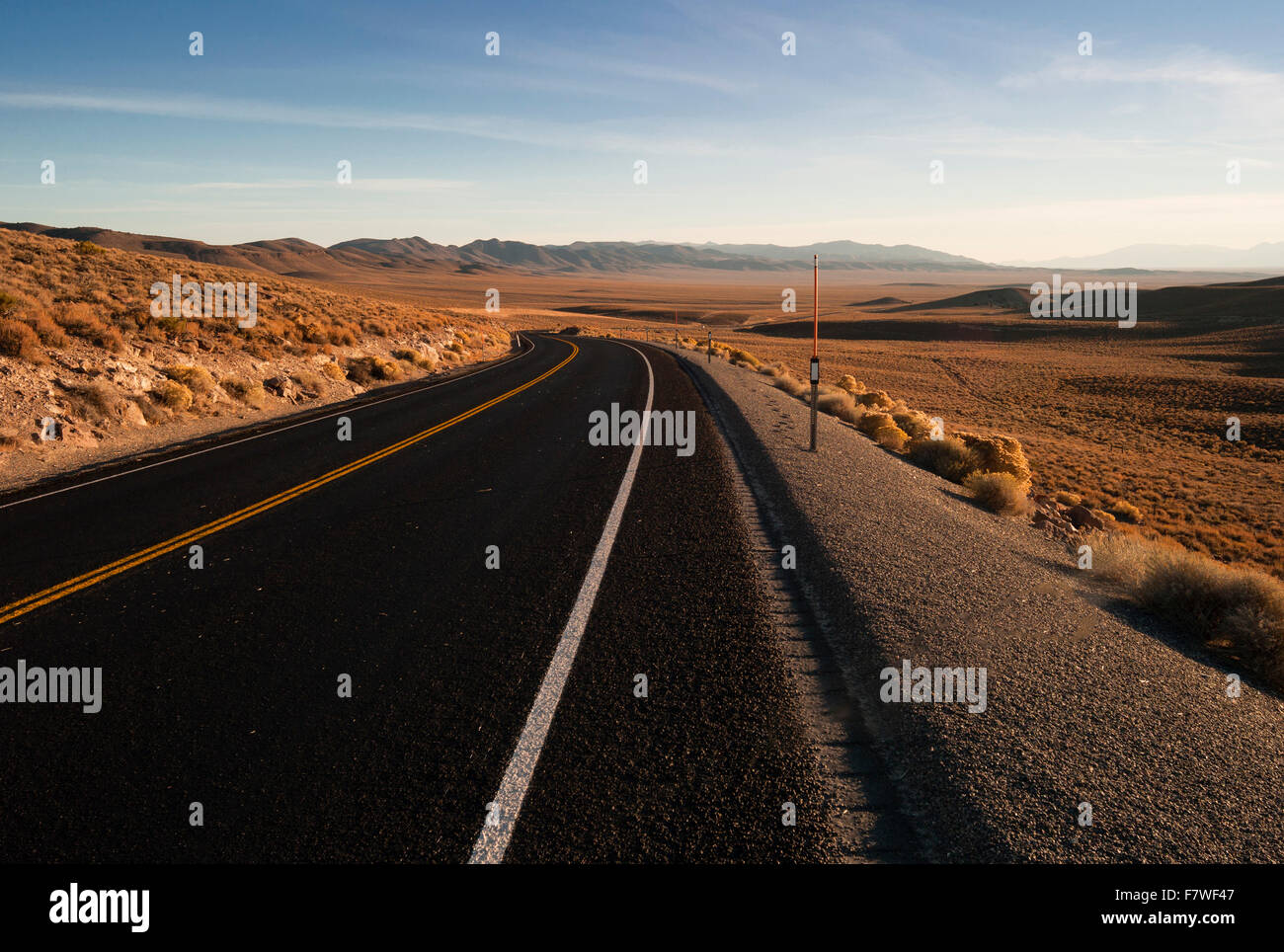 Highway, desert, Nevada, United States Stock Photo