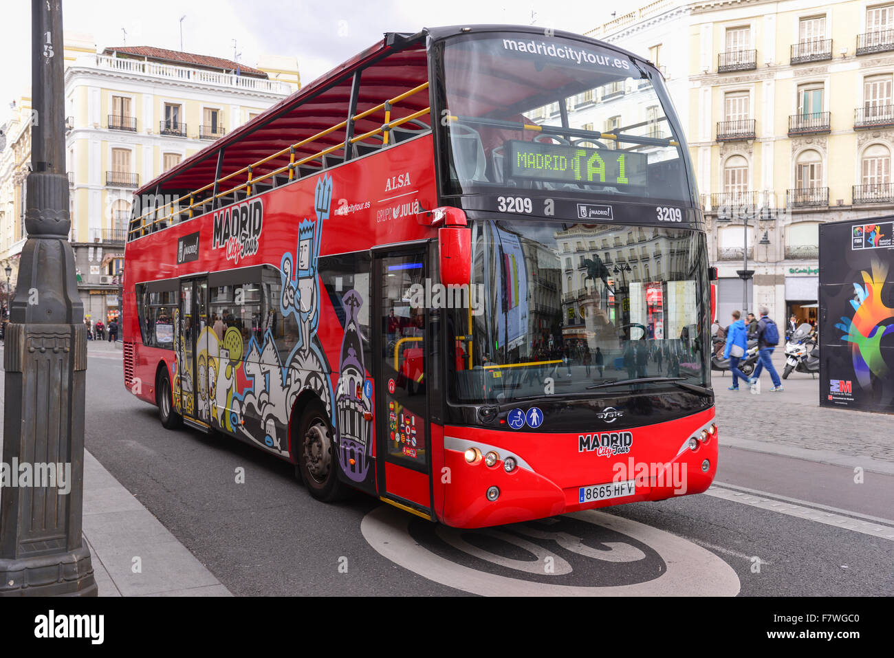 Sightseeing Bus in Madrid, Spain Stock Photo