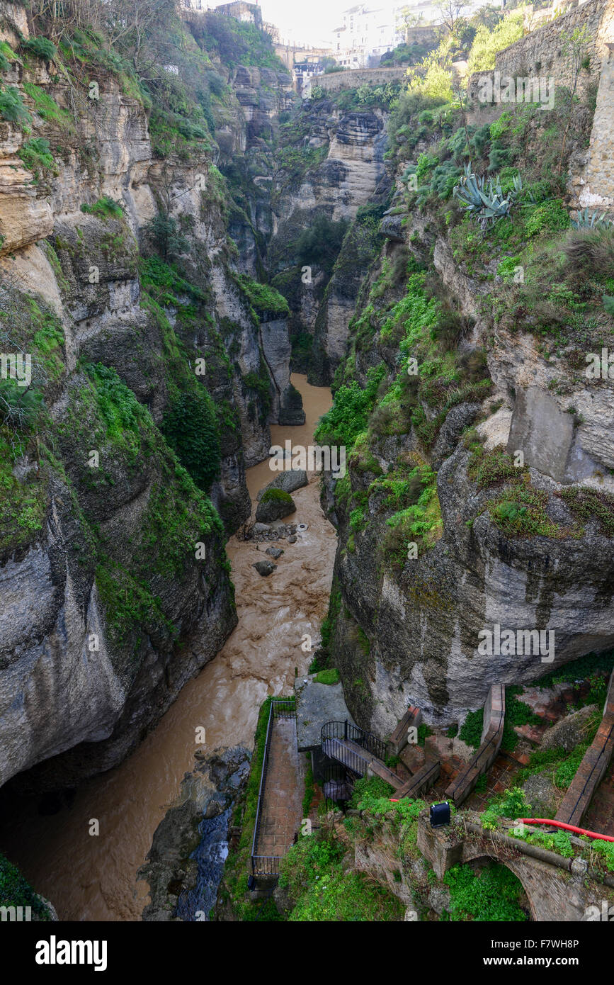 View from Puente Viejo, Ronda, Spain Stock Photo