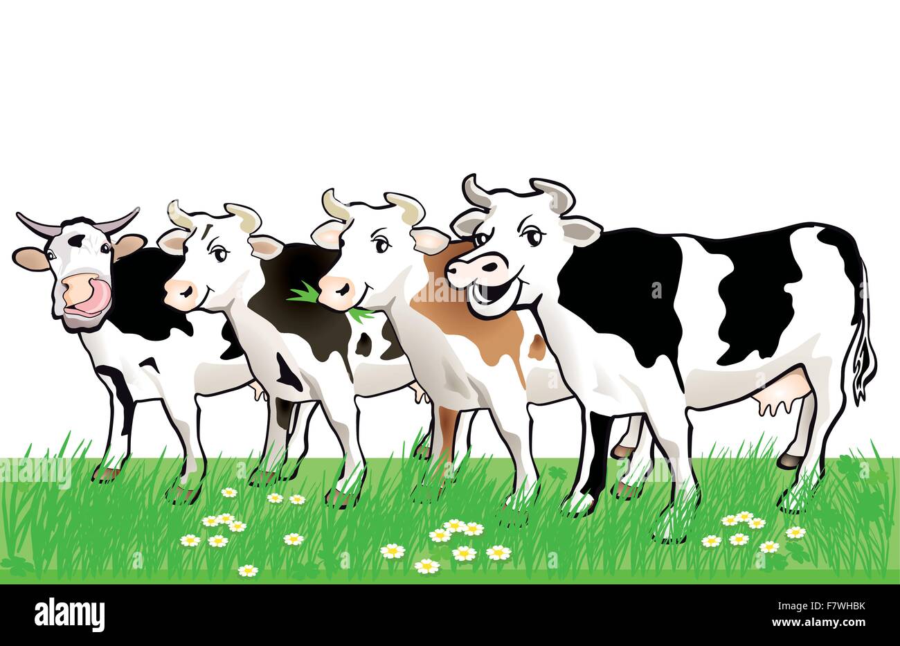 four happy cows Stock Vector