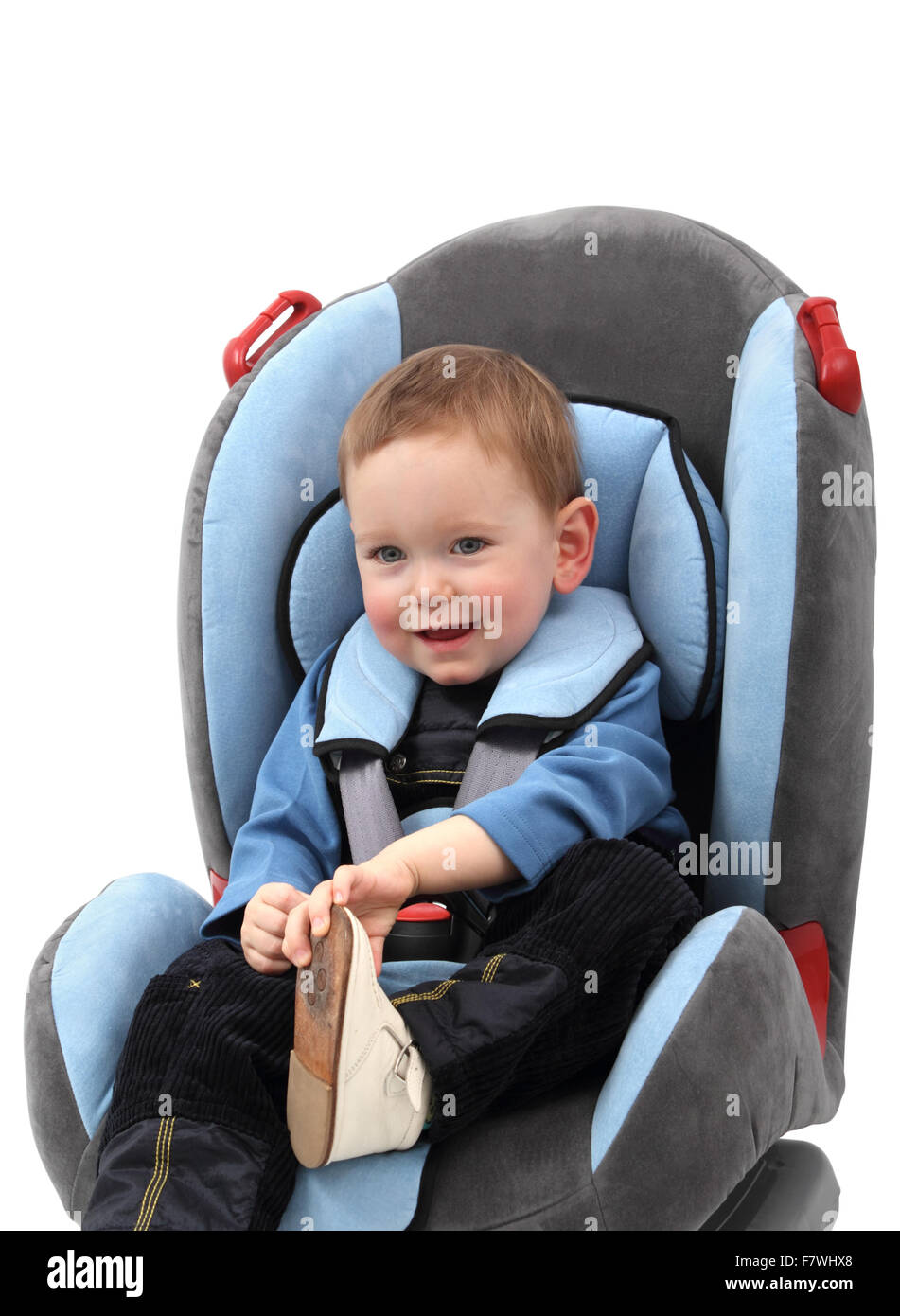 Baby boy in car seat. Isolated with clipping path Stock Photo Alamy