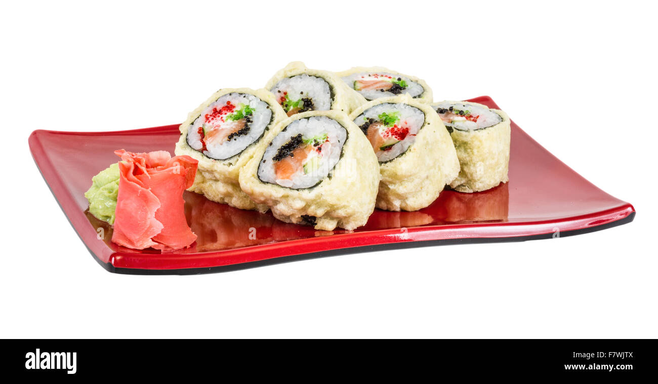 Japanese Cuisine Tempura Maki Sushi (Deep Fried Roll made of salmon