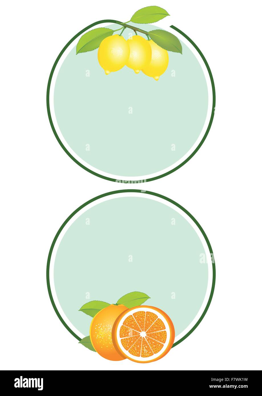 Lemons Oranges Label Stock Vector