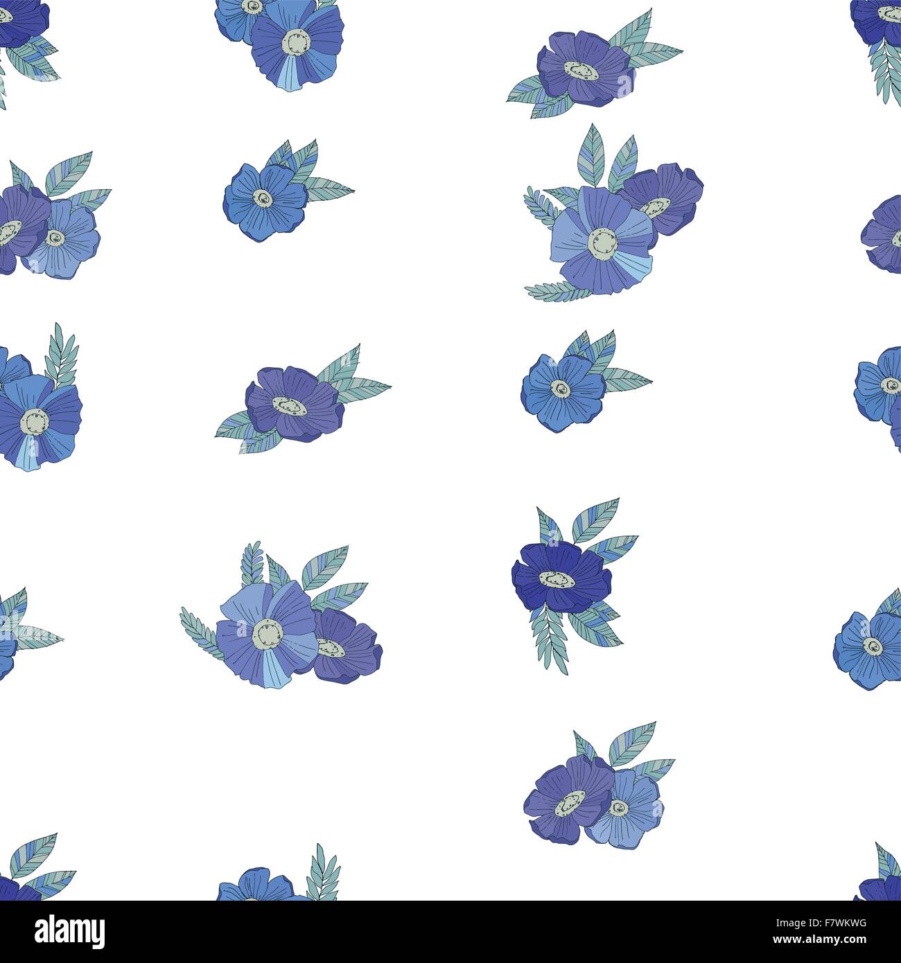 Blue flowers on white background Stock Vector Image & Art - Alamy