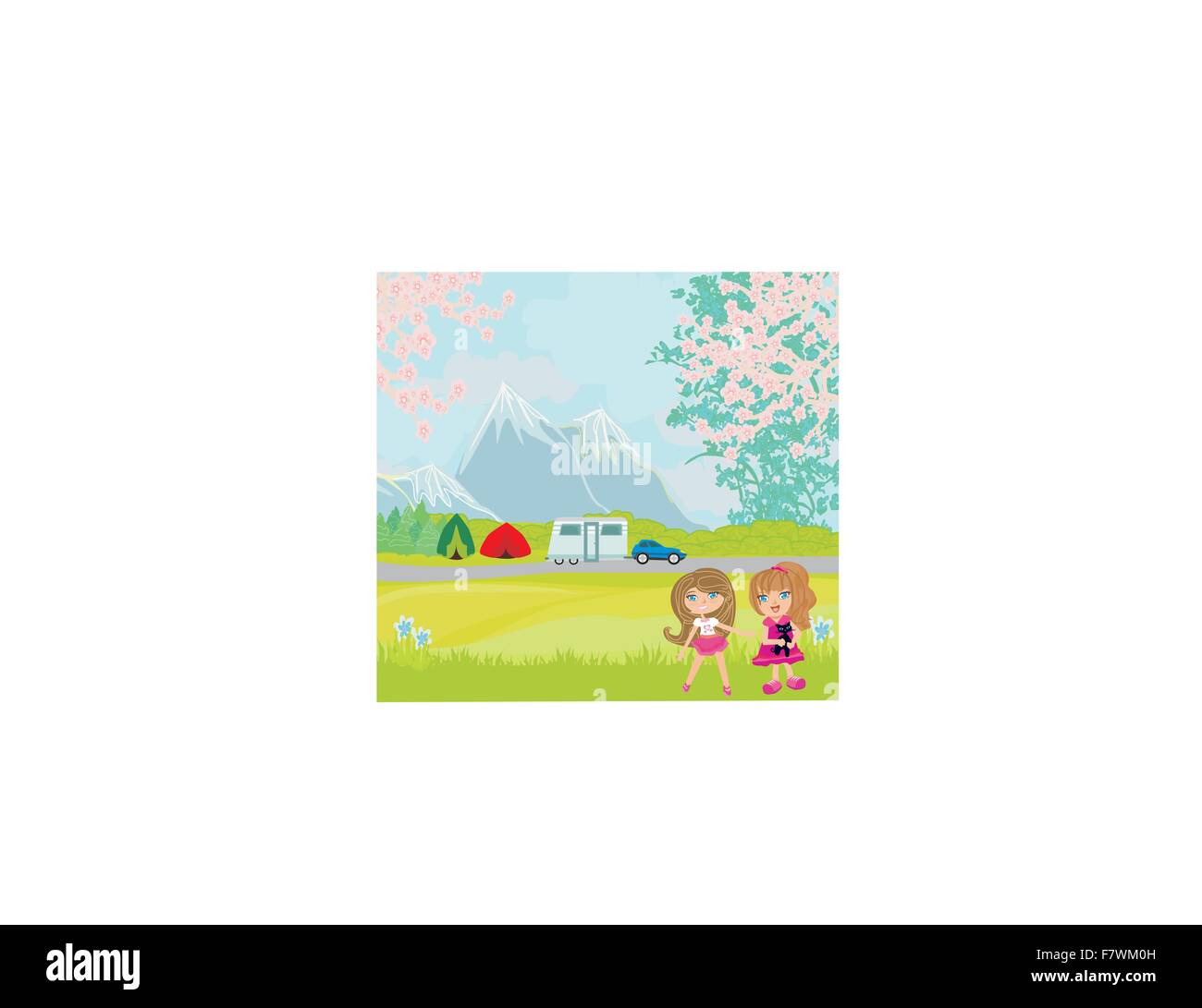 camping in the mountains Stock Vector