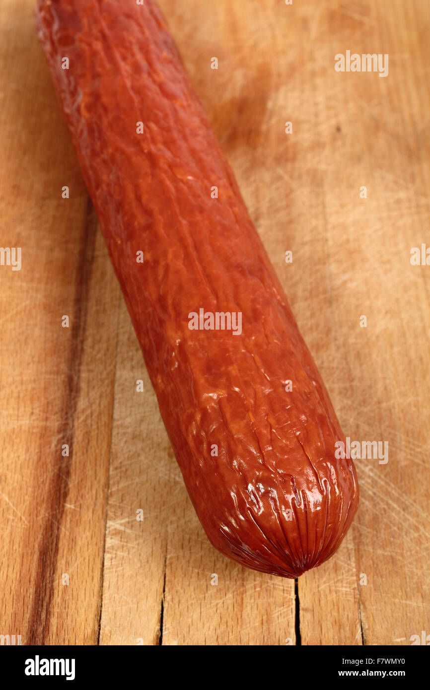 Sausage. Kielbasa krakowska sucha. Stock Photo