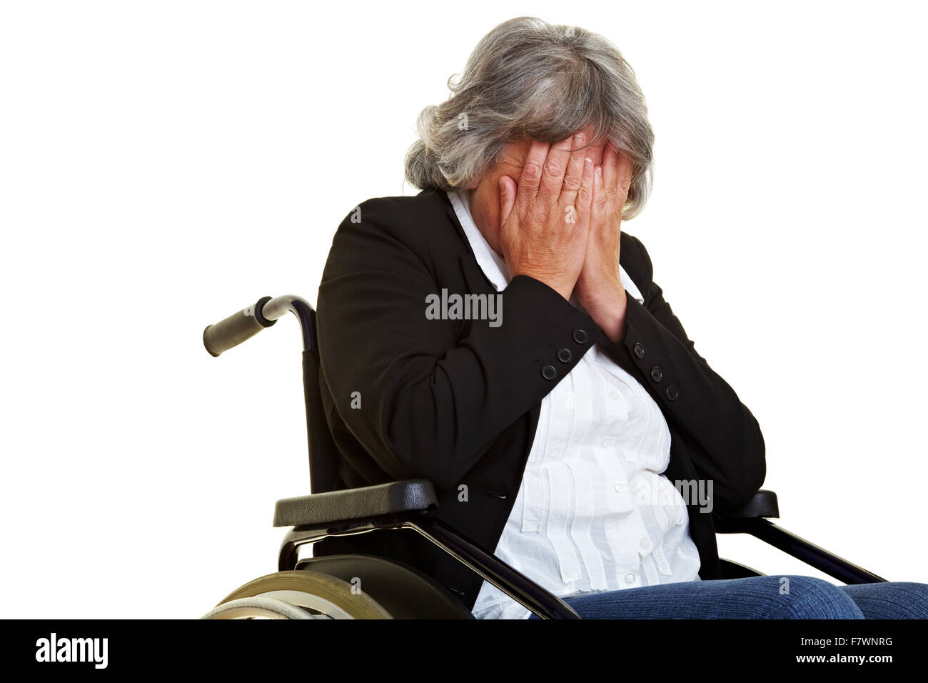 Sad Old Woman In Wheelchair High Resolution Stock